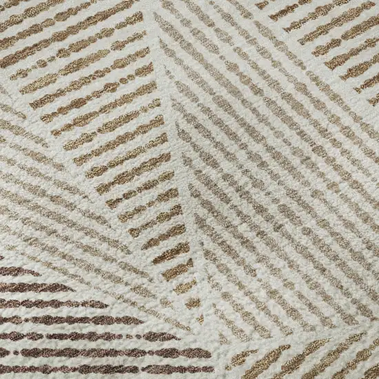 Brown And Beige Geometric Washable Area Rug With UV Protection Photo 9