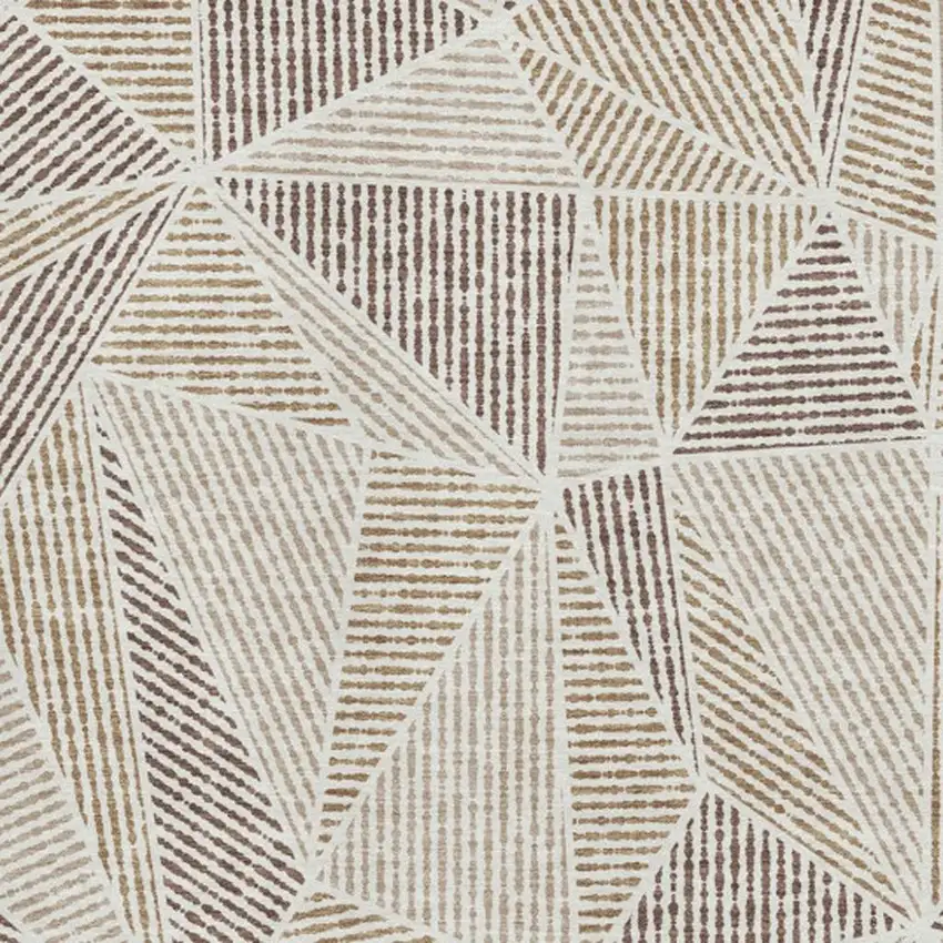 Brown And Beige Geometric Washable Area Rug With UV Protection Photo 3