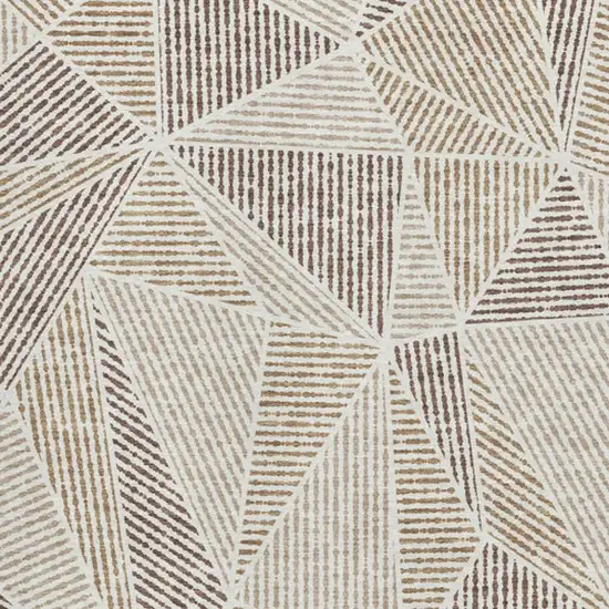 Brown And Beige Geometric Washable Area Rug With UV Protection Photo 3