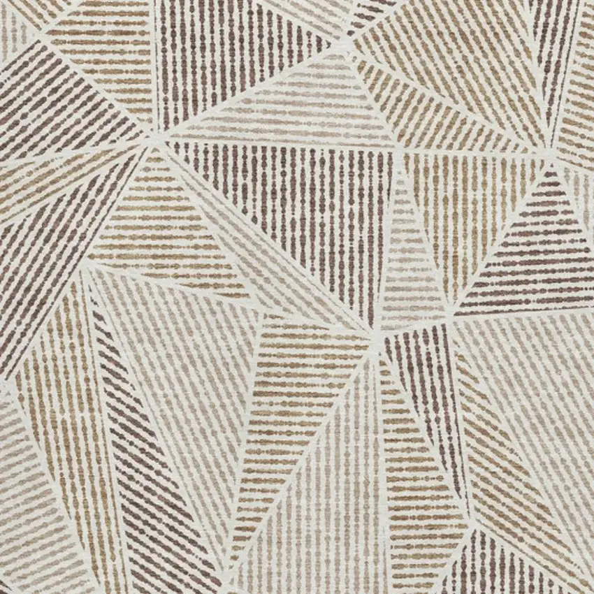 Brown And Beige Geometric Washable Area Rug With UV Protection Photo 3