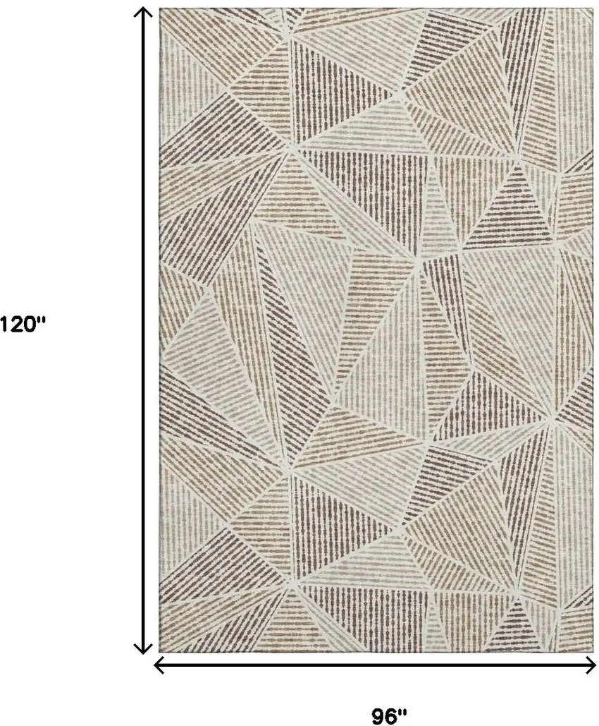 Brown And Beige Geometric Washable Area Rug With UV Protection Photo 3