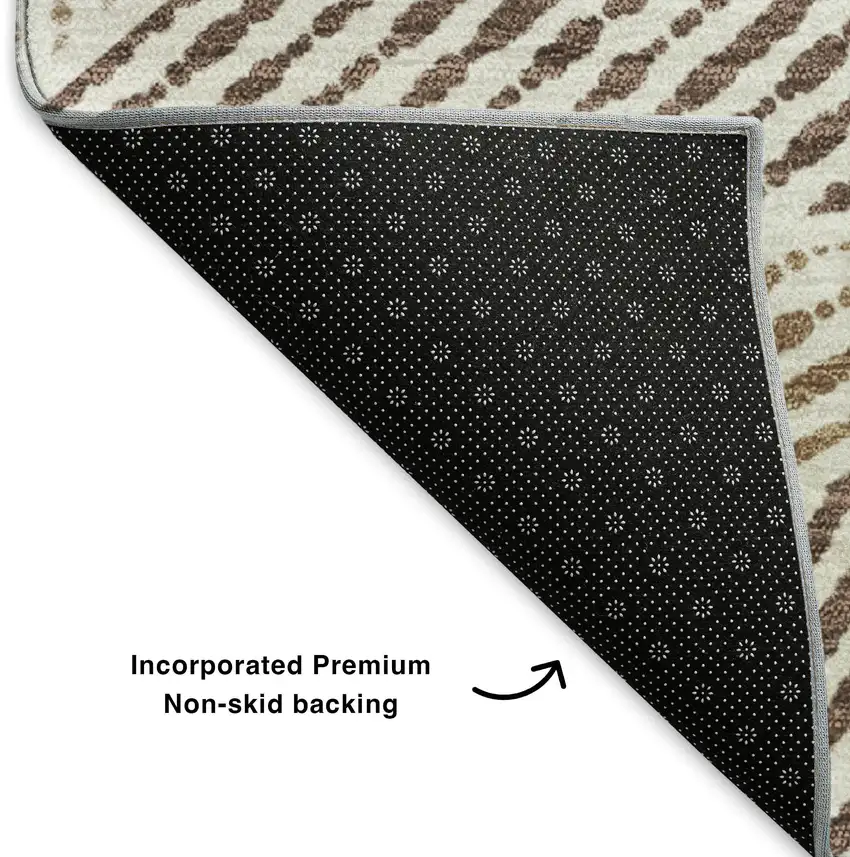 Brown And Beige Geometric Washable Area Rug With UV Protection Photo 7