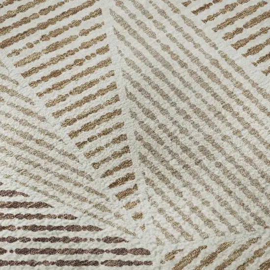 Brown And Beige Geometric Washable Area Rug With UV Protection Photo 8