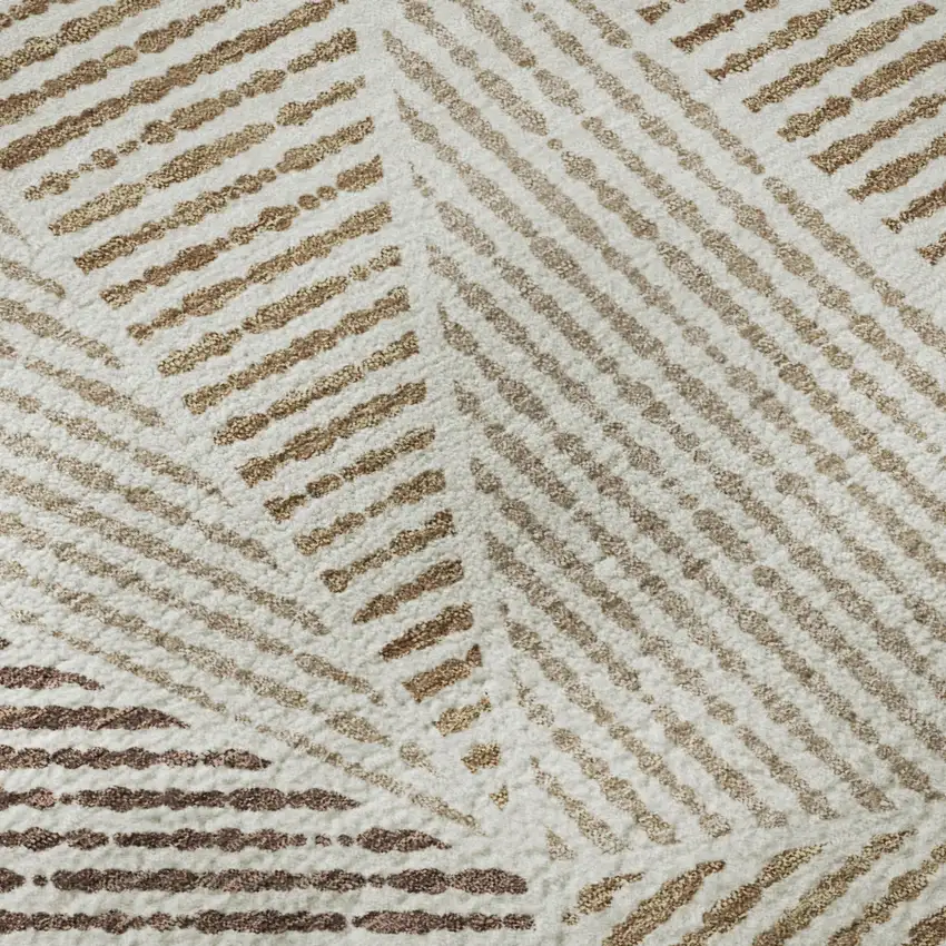 Brown And Beige Geometric Washable Area Rug With UV Protection Photo 8