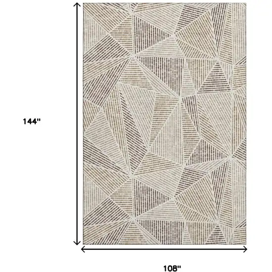 Brown And Beige Geometric Washable Area Rug With UV Protection Photo 3