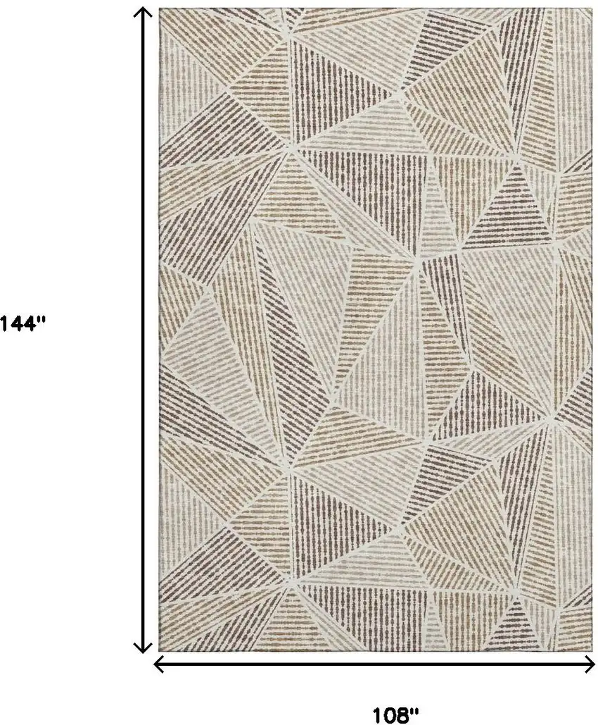 Brown And Beige Geometric Washable Area Rug With UV Protection Photo 3