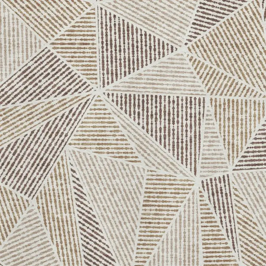 Brown And Beige Geometric Washable Area Rug With UV Protection Photo 3