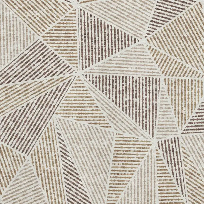 Brown And Beige Geometric Washable Area Rug With UV Protection Photo 3