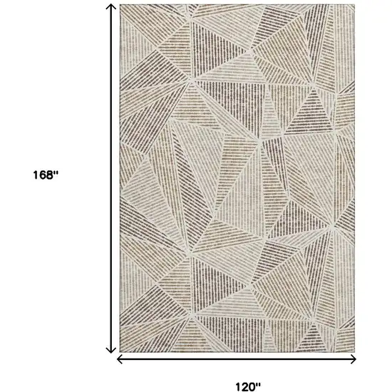 Brown And Beige Geometric Washable Area Rug With UV Protection Photo 3