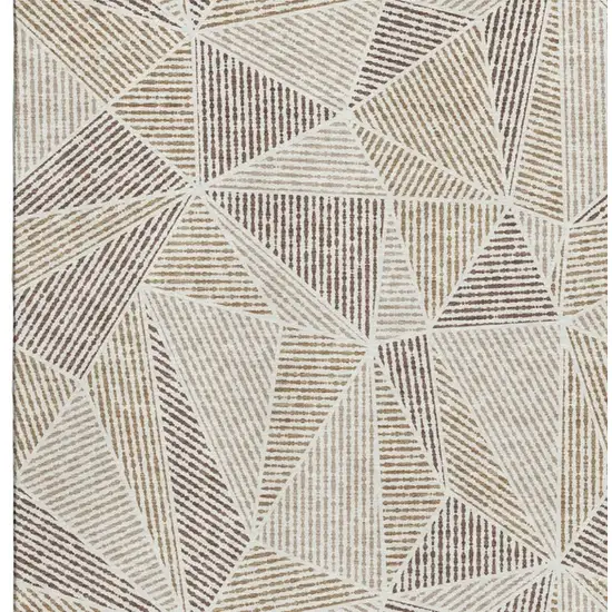 Brown And Beige Geometric Washable Area Rug With UV Protection Photo 4