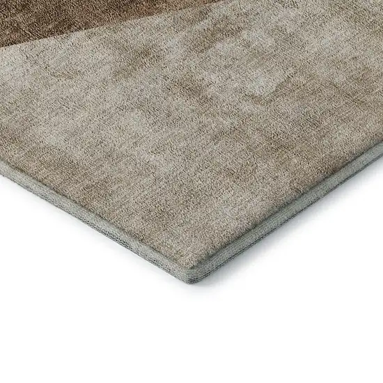 Brown And Beige Geometric Washable Area Rug With UV Protection Photo 5