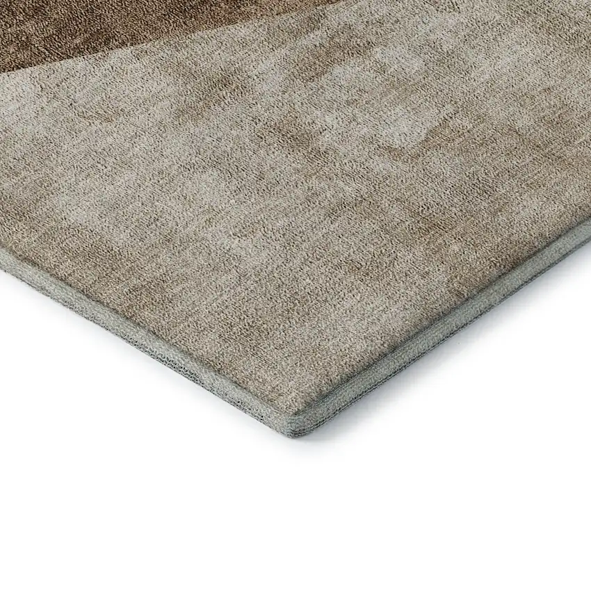 Brown And Beige Geometric Washable Area Rug With UV Protection Photo 5