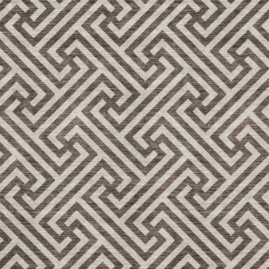 Brown And Beige Geometric Washable Area Rug With UV Protection Photo 3