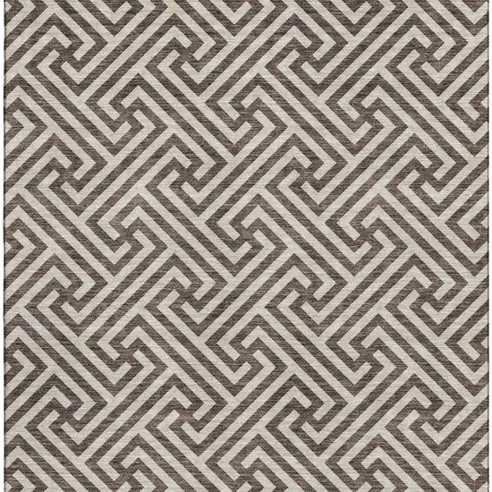 Brown And Beige Geometric Washable Area Rug With UV Protection Photo 4