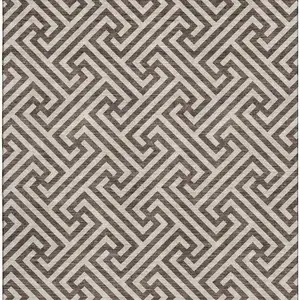 Photo of Brown And Beige Geometric Washable Area Rug With UV Protection