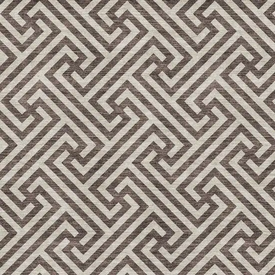 Brown And Beige Geometric Washable Area Rug With UV Protection Photo 3