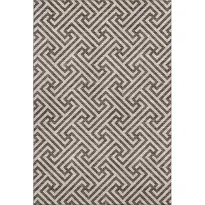 Photo of Brown And Beige Geometric Washable Area Rug With UV Protection