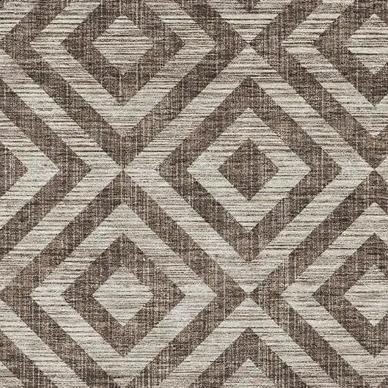 Brown And Beige Geometric Washable Area Rug With UV Protection Photo 3