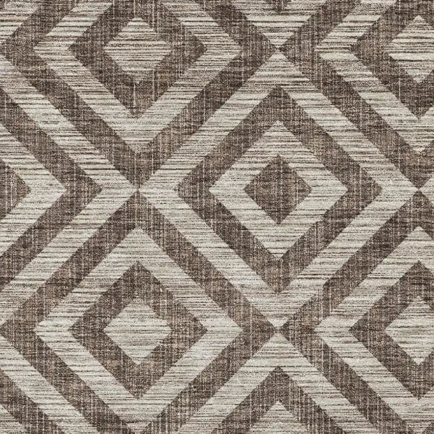 Brown And Beige Geometric Washable Area Rug With UV Protection Photo 3