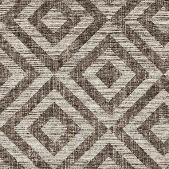 Brown And Beige Geometric Washable Area Rug With UV Protection Photo 3