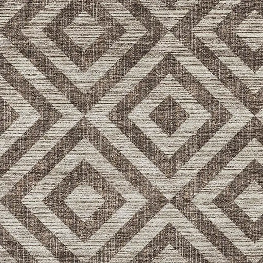 Brown And Beige Geometric Washable Area Rug With UV Protection Photo 3