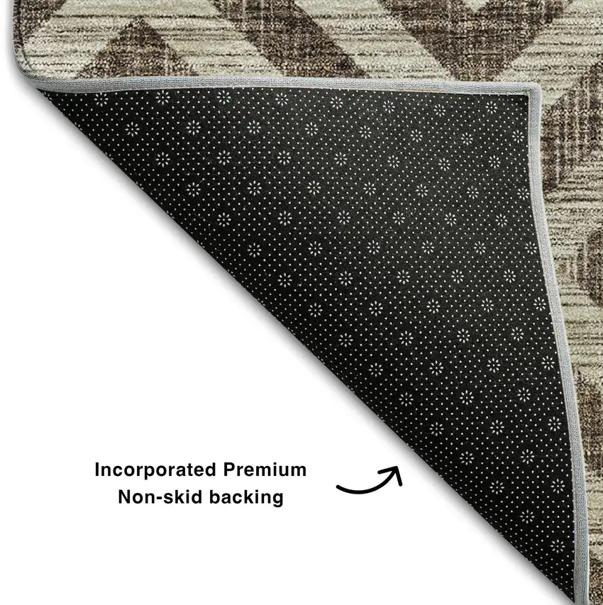 Brown And Beige Geometric Washable Area Rug With UV Protection Photo 7