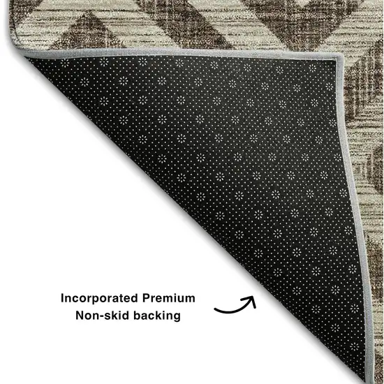 Brown And Beige Geometric Washable Area Rug With UV Protection Photo 7