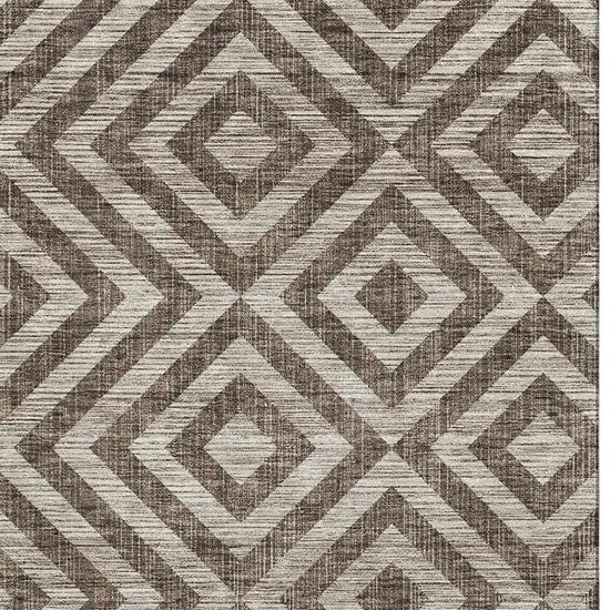 Brown And Beige Geometric Washable Area Rug With UV Protection Photo 4