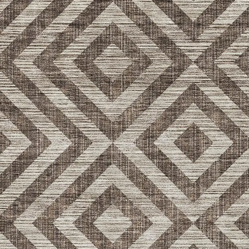 Brown And Beige Geometric Washable Area Rug With UV Protection Photo 3