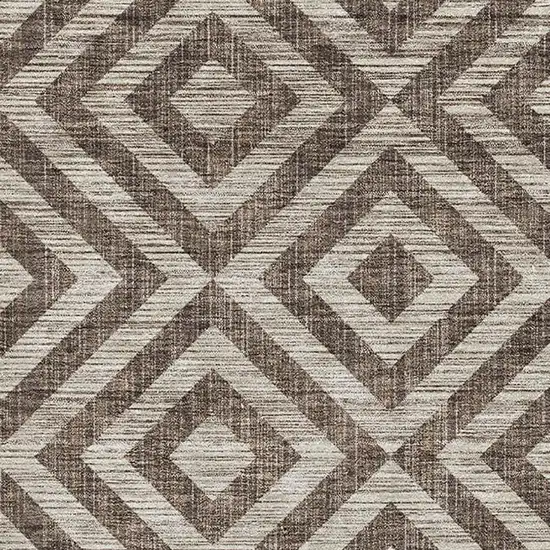 Brown And Beige Geometric Washable Area Rug With UV Protection Photo 3