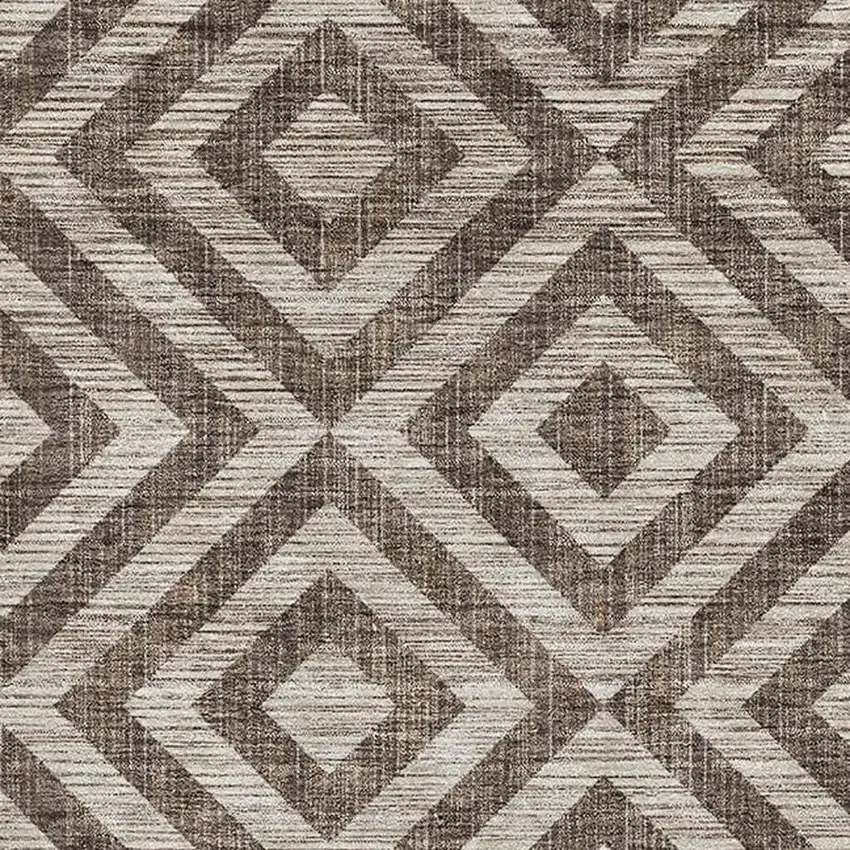 Brown And Beige Geometric Washable Area Rug With UV Protection Photo 3