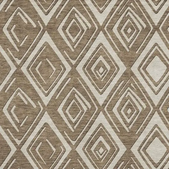 Brown And Beige Geometric Washable Area Rug With UV Protection Photo 3