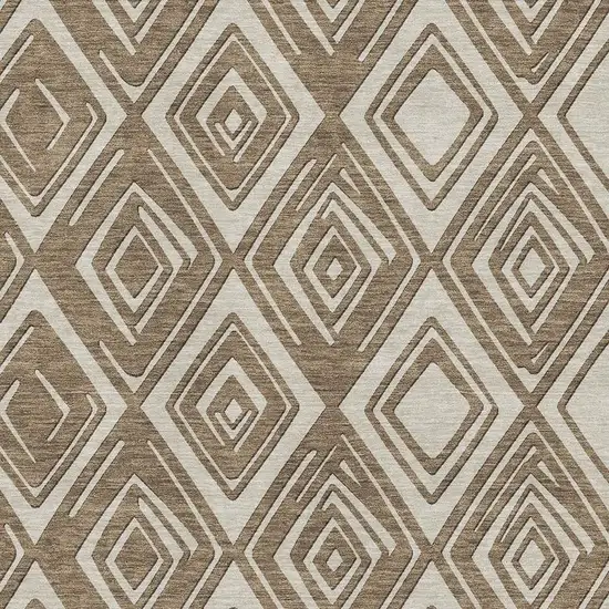 Brown And Beige Geometric Washable Area Rug With UV Protection Photo 3