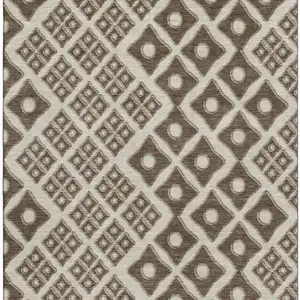 Photo of Brown And Beige Geometric Washable Area Rug With UV Protection