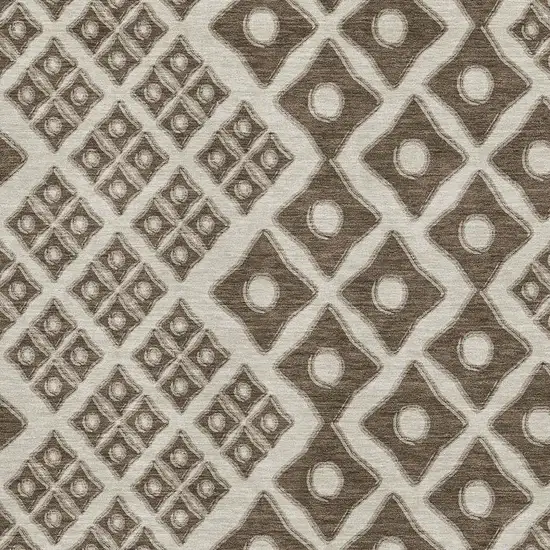 Brown And Beige Geometric Washable Area Rug With UV Protection Photo 4