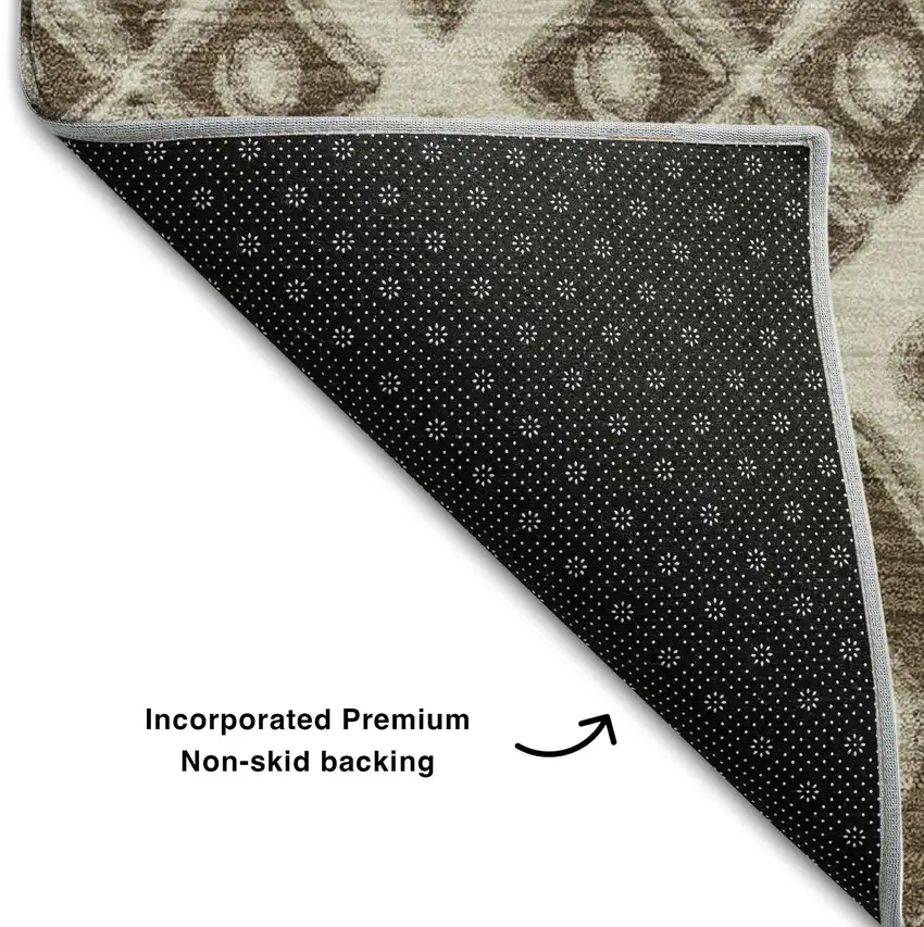 Brown And Beige Geometric Washable Area Rug With UV Protection Photo 8