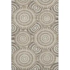 Photo of Brown And Beige Geometric Washable Area Rug With UV Protection