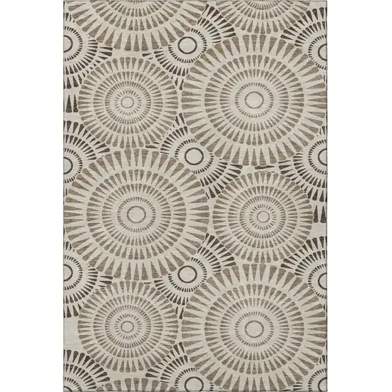 Brown And Beige Geometric Washable Area Rug With UV Protection Photo 3