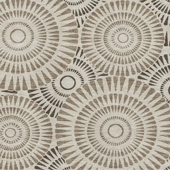 Brown And Beige Geometric Washable Area Rug With UV Protection Photo 3