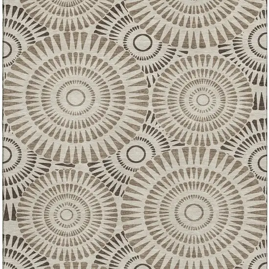 Brown And Beige Geometric Washable Area Rug With UV Protection Photo 3