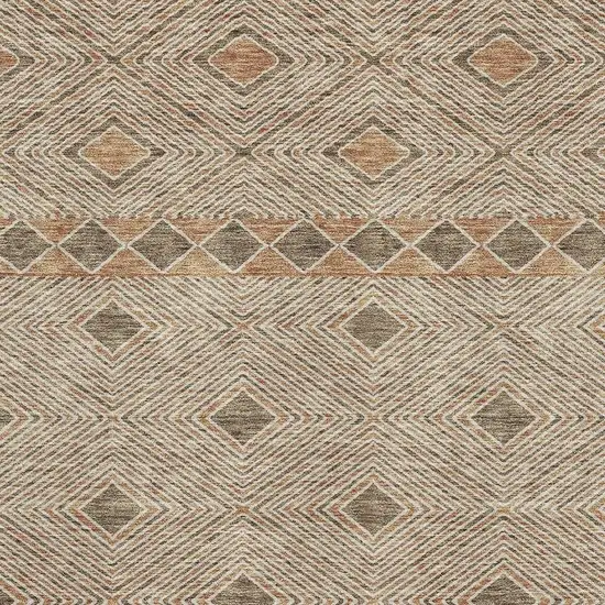 Brown And Beige Geometric Washable Area Rug With UV Protection Photo 3