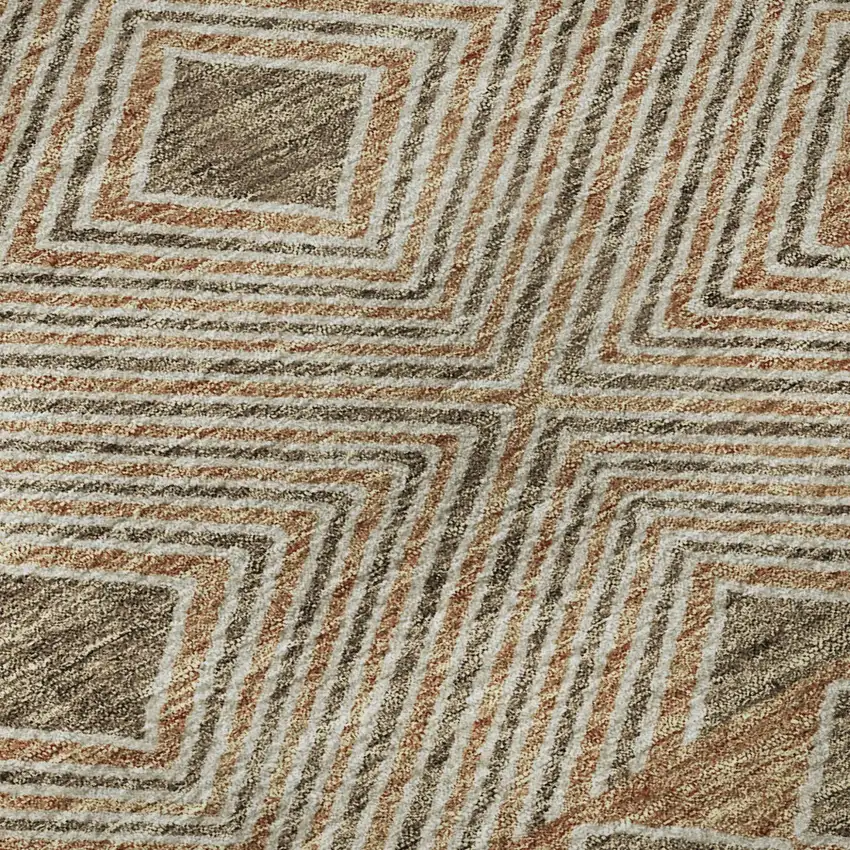 Brown And Beige Geometric Washable Area Rug With UV Protection Photo 7