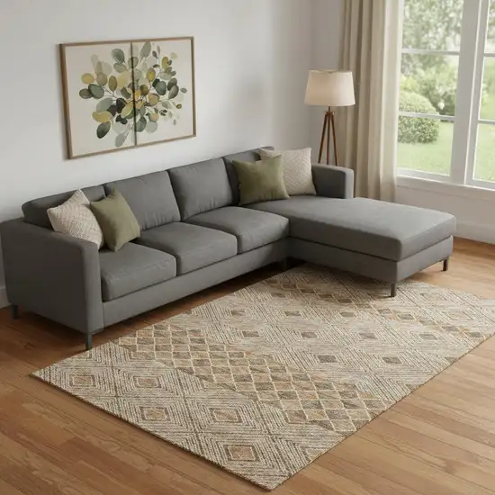 Brown And Beige Geometric Washable Area Rug With UV Protection Photo 1