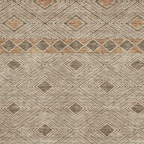 Brown And Beige Geometric Washable Area Rug With UV Protection Photo 3