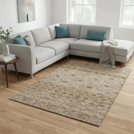 Brown And Beige Geometric Washable Area Rug With UV Protection Photo 2