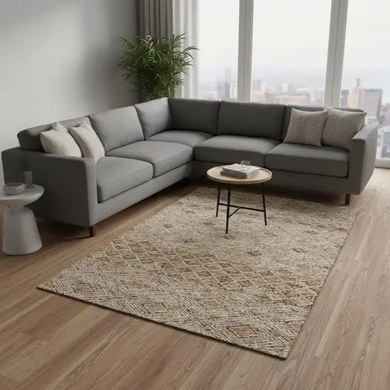 Brown And Beige Geometric Washable Area Rug With UV Protection Photo 2