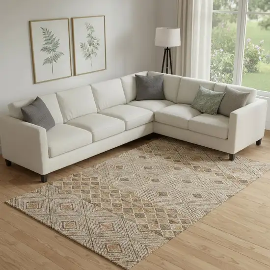 Brown And Beige Geometric Washable Area Rug With UV Protection Photo 1