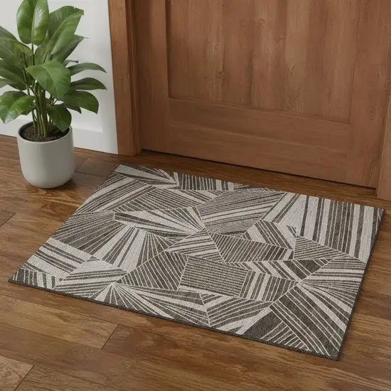 Brown And Beige Geometric Washable Area Rug With UV Protection Photo 1