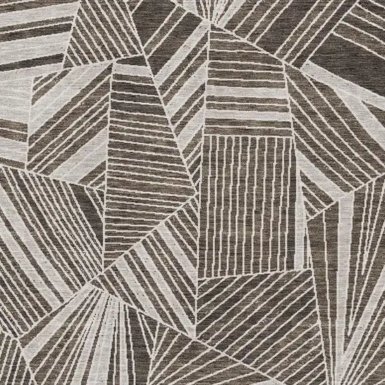 Brown And Beige Geometric Washable Area Rug With UV Protection Photo 3