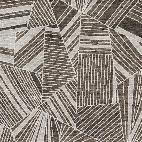 Brown And Beige Geometric Washable Area Rug With UV Protection Photo 3